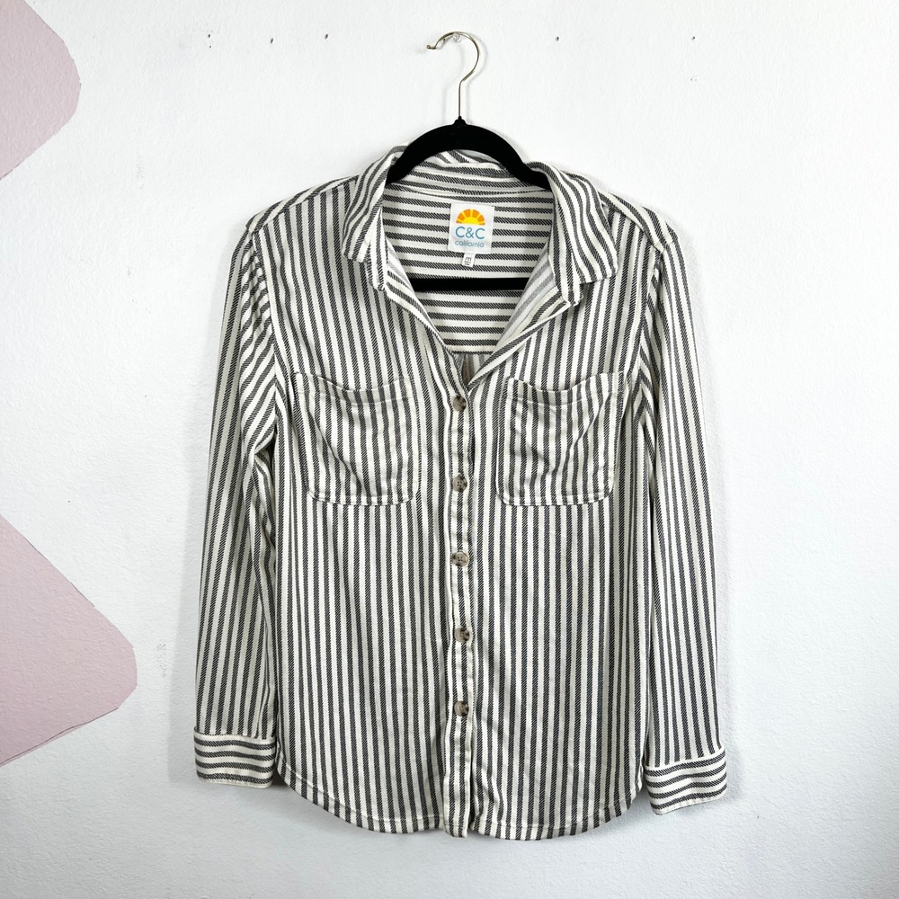 C&C California Striped Button Down Shirt Women's Medium